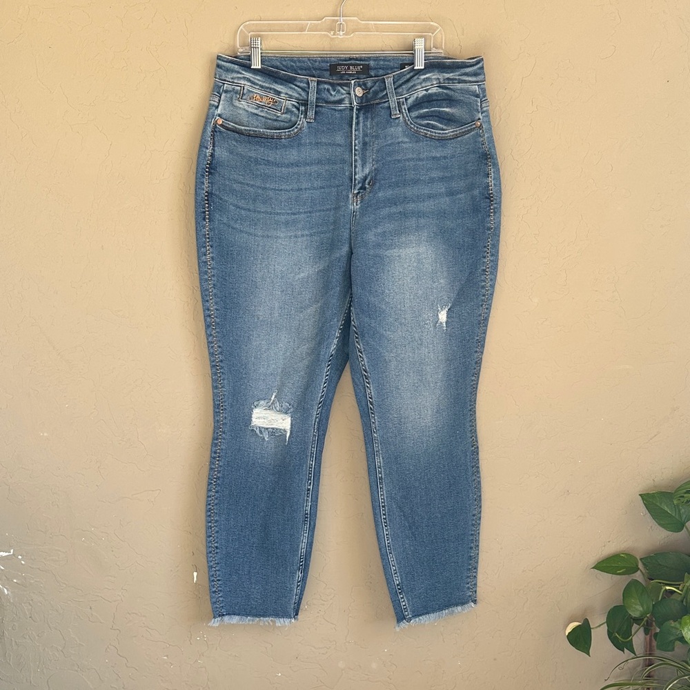 Judy blue boyfriend fit 18 W Howdy rare style side, stitching women’s jeans